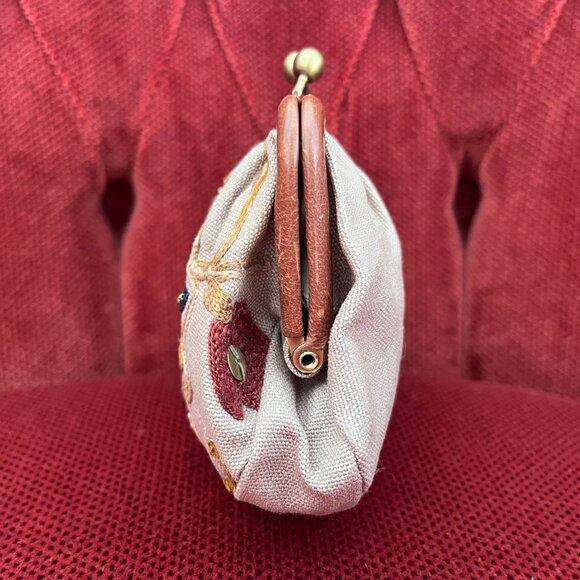 FOSSIL Crewel Frame Mini Multicolor Kisslock Clutch Canvas Crossbody Purse - Picture 8 of 16